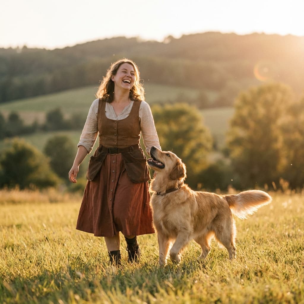 Happy dog and handler performing heelwork